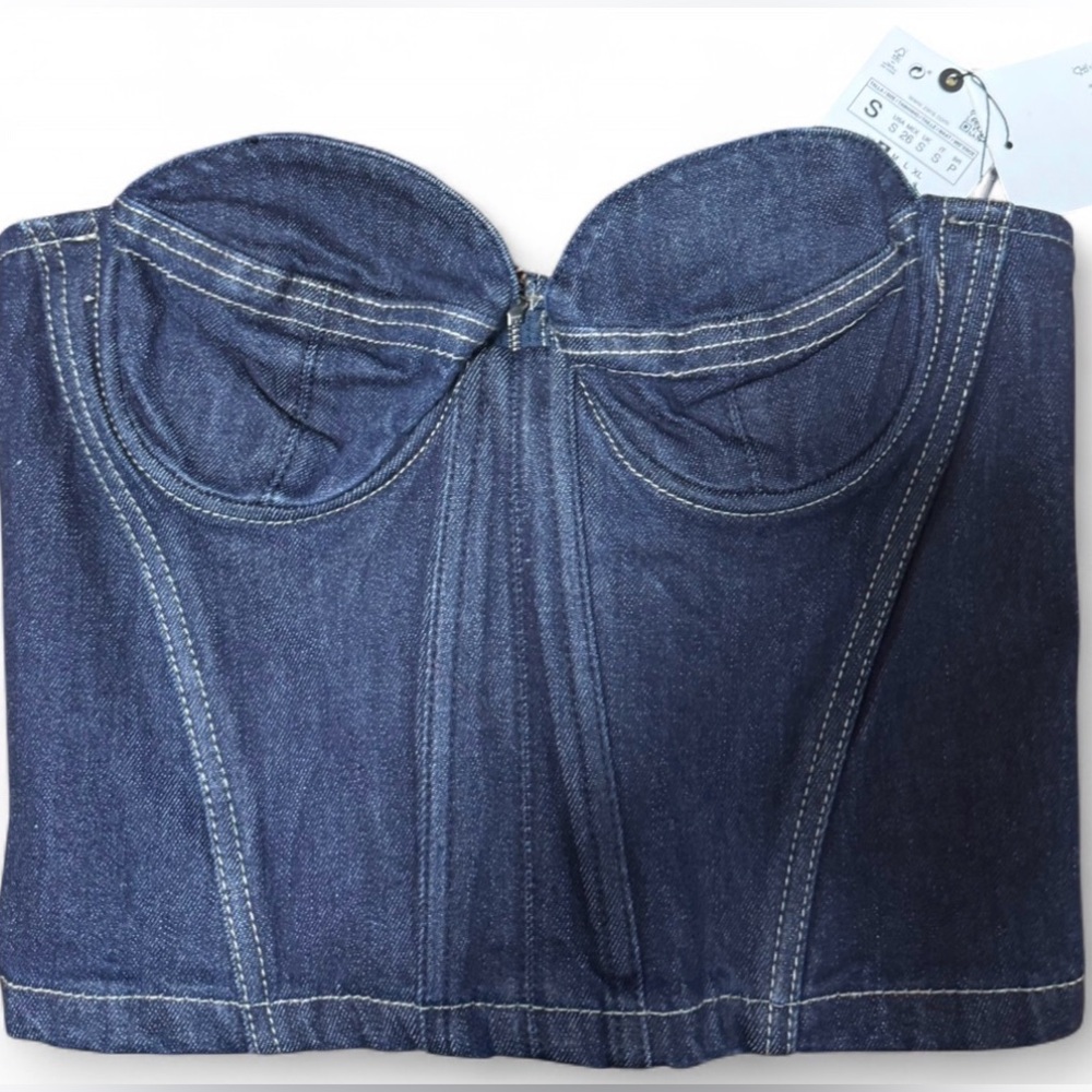 Zara Blue Denim Corset Top